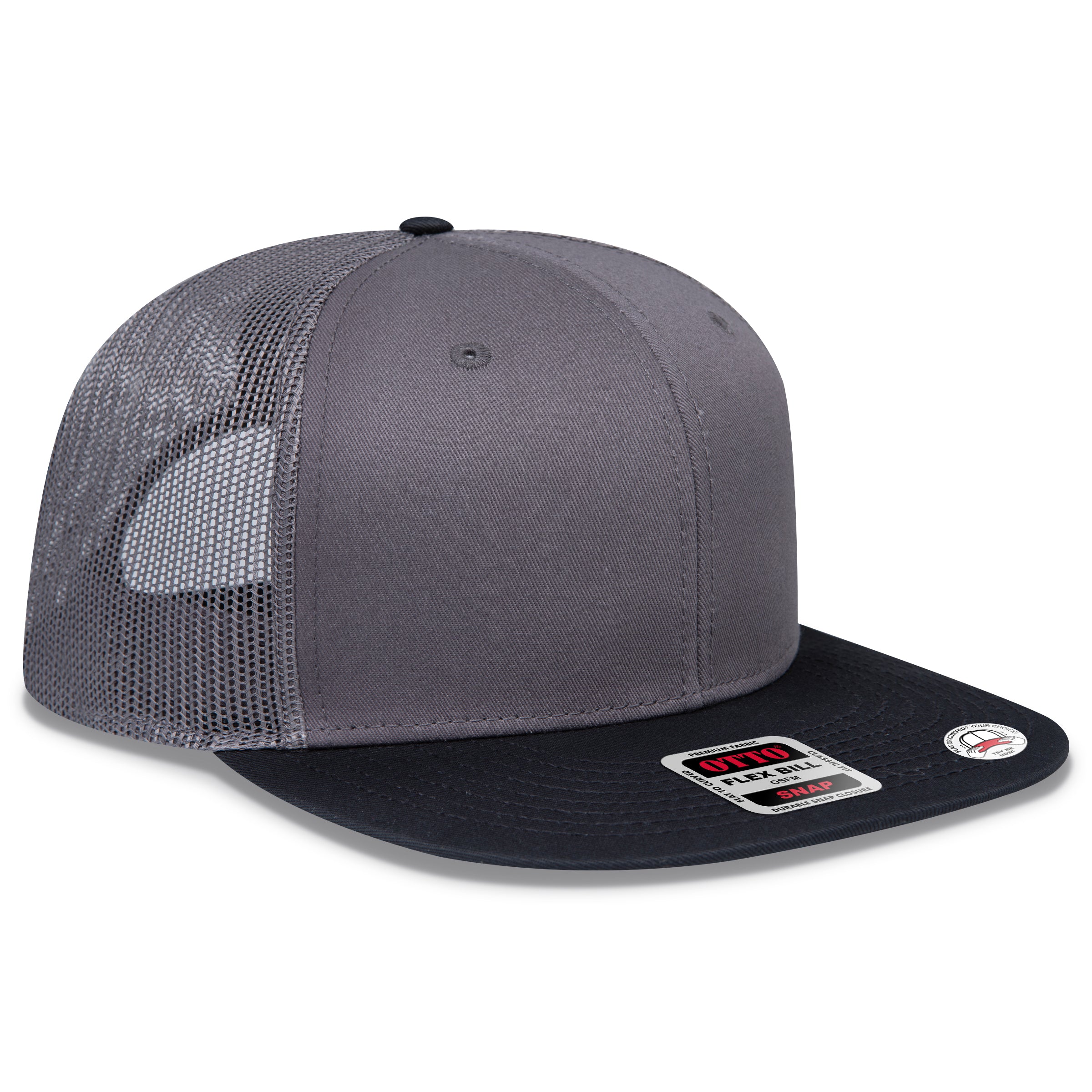 OTTO CAP® OTTO SNAP 6 Panel Pro Style Mesh Back Trucker Snapback Hat
