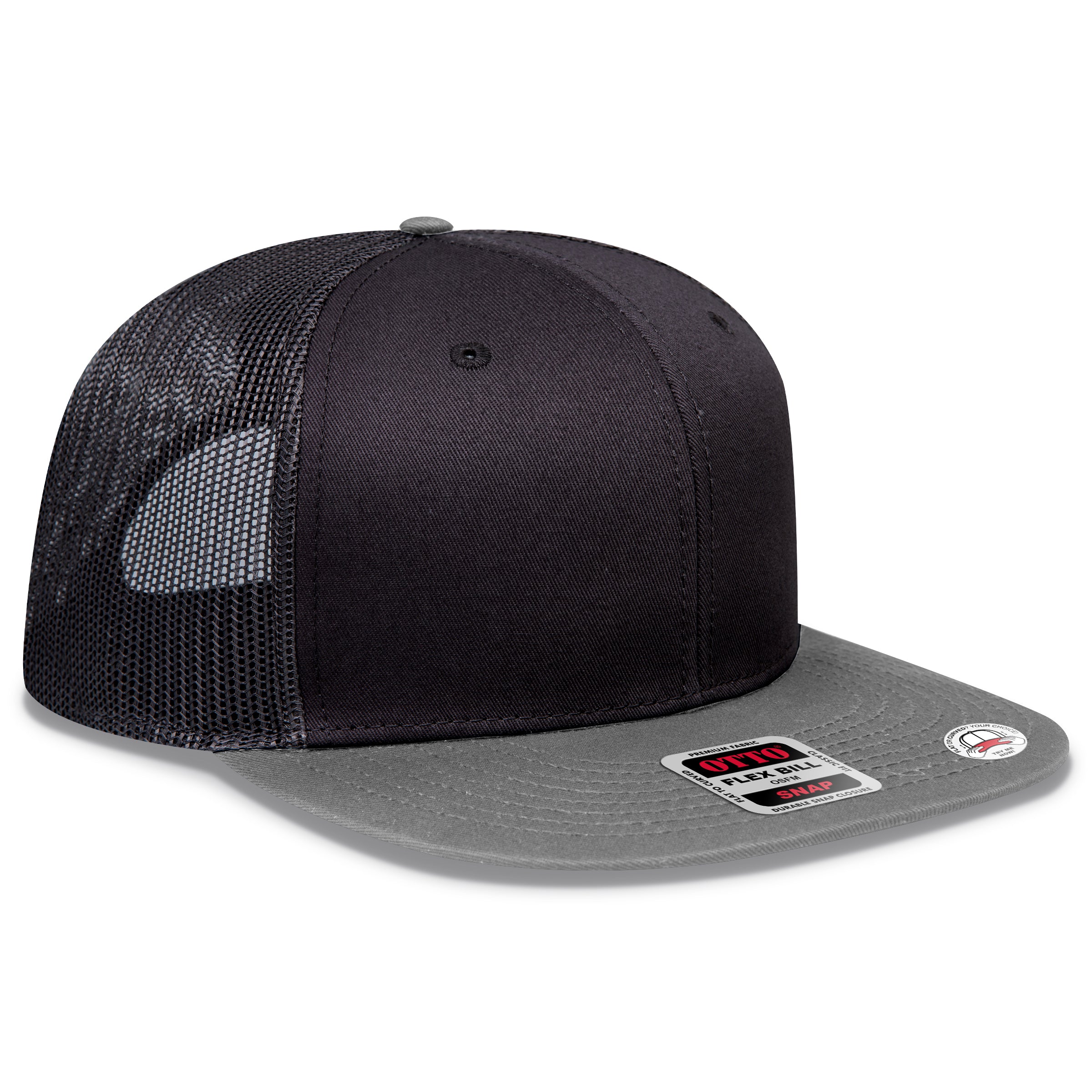 OTTO CAP® OTTO SNAP 6 Panel Pro Style Mesh Back Trucker Snapback Hat